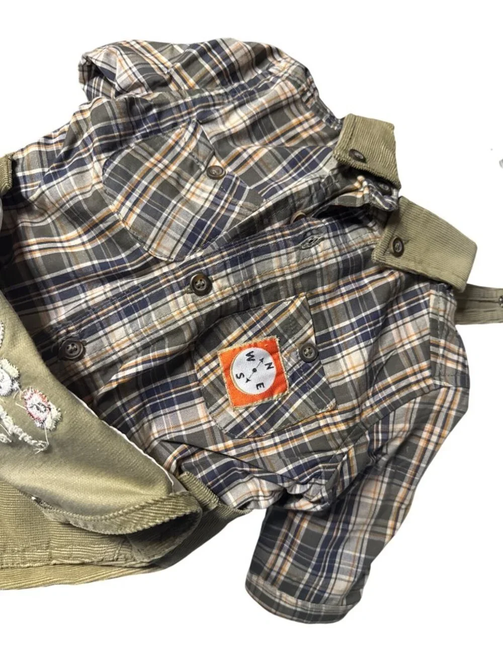 Nanette Baby Boys Z Wear 3-Piece Gone Fishing Corduroy Overalls Set Size 6-9M